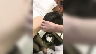 SPA性感黑絲熟女技師酒店3P-4